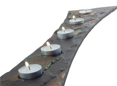 Heartworks Handmade Irish Slate Tealight Holder Table Runner