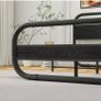 King Size Bed Frame with Headboard,150x200 Oval-Shaped Platform Bed Frame with Under-Bed Storage,Steel Slats Mattress Foundation Round Pipe Design,Black Image 2