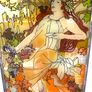 Vintage Art Nouveau Style Hand Painted and stained glass Glass Panel Image 4