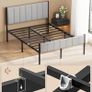4ft x 7ft Steel Bed Frame with Padded Headboard Dove Grey Image 3