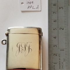 Antique Sterling Silver Vesta Case - Chester 1909 - PPLd Maker