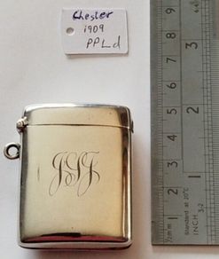 Antique Sterling Silver Vesta Case - Chester 1909 - PPLd Maker