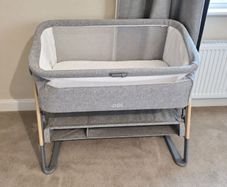Mamas & Papas Lua Bedside Crib Grey and Carry Bag