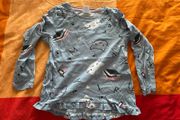Long sleeved top with cats for a girl, 122cm (6-7 years)