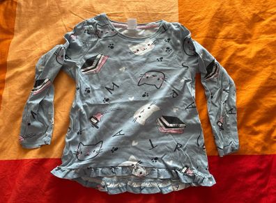 Long sleeved top with cats for a girl, 122cm (6-7 years)