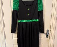 Adult Womens Witch Halloween Costume with Broom & Tights. Size M/L