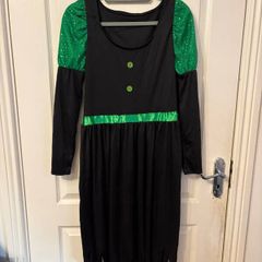 Adult Womens Witch Halloween Costume with Broom & Tights. Size M/L