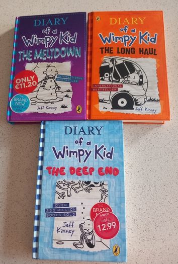 3 Diary of a Wimpy Kid books - The Deep End, The Meltdown, Long Haul