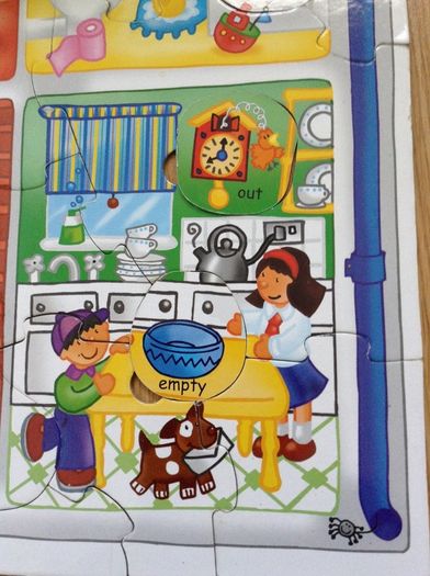 Large jigsaw of house, teaching opposites and vocabulary