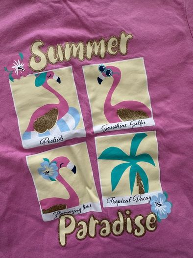 Summer T-shirt for a girl with flamingos, 116cm, 5-6 years