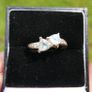 Vintage Solid 14k Gold Aquamarines And Diamonds Ring Size O - 3,35g Image 5