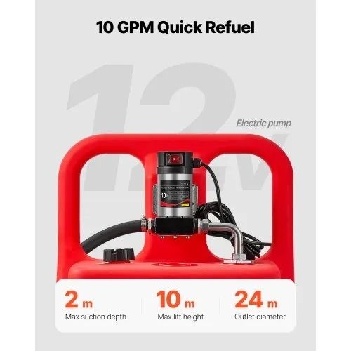 Diesel Transfer Tank, 32 Gallon, Portable Kerosene Tank with 12V DC 10GPM Electric Transfer Pump, 13 ft Delivery Hose & Self-sealing Nozzle