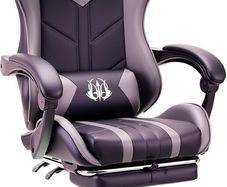 Gaming Chair with Footrest & Lumbar Support,Reclining Swivel Chair,Ergonomic Gaming Chair for Adults, High-Back Racing Style,Adjustable Height with Headrest Pillow