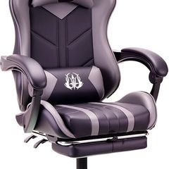 Gaming Chair with Footrest & Lumbar Support,Reclining Swivel Chair,Ergonomic Gaming Chair for Adults, High-Back Racing Style,Adjustable Height with Headrest Pillow