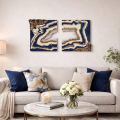 Handmade Blue & Gold Geode Resin Wall Art