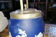 2 Jasperware biscuit /sweet barrels