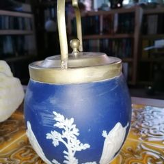 2 Jasperware biscuit /sweet barrels