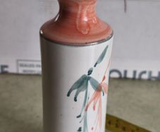 Louis Mulcahy Pottery from Dingle Peninsula With Blue With Pink Fuchsia Design Ireland Hand Made Bud Vase