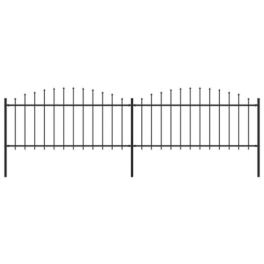 Garden Fence with Spear Top Steel (0.5-0.75)x3.4 m Black
