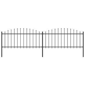 Garden Fence with Spear Top Steel (0.5-0.75)x3.4 m Black