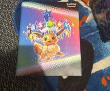 pokemon cards and book and sleeves and game thing