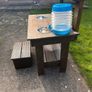 Hand made solid timber mud kitchen with stool with accessories Image 9