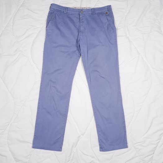 Meyer Rio Light Blue Cotton Straight Fit Chino Trousers W36 L31