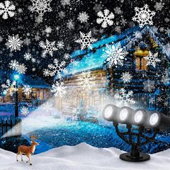. Outdoor Christmas Snowflake Projector Lights IP44 4 Head
