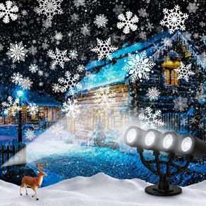 Outdoor Snowflake Projector Lights 4 Head IP44 Waterproof
