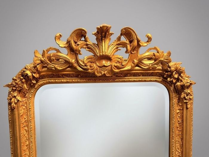 French Style Gilt Wood & Plaster Panel Mirror