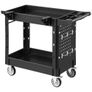 Utility Cart, 250 kg Capacity, 2 Tier Service Cart with 360 Swivel & Fixed Wheels (2 with Brakes), Heavy Duty Plastic Rolling with Tray and Pegboard, Tool Storage for Garage Warehouse Workshop Image 9