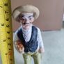 Vintage Grandpa Statue Holding Cane & Carrying Basket of Vegetables Bisque Porcelain Farmer Figure Retro Old Man Figurine Grandfather Image 2