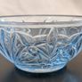 Vintage Blue Pressed Glass Floral Dessert Bowls Set of 4 Retro Glassware Image 2