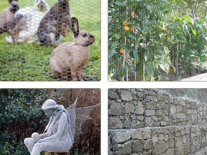 Chicken Wire Mesh Roll, PVC Coated Hexagonal Wire Mesh Fencing, Wire Poultry Netting, 1m x 50m, Hole Size: 13mm, Grey