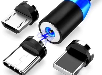 3in1 Magnetic USB Cable Charger FAST Charging Type-C Micro iOS