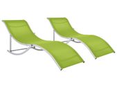 Folding Sun Loungers 2 pcs Green Textilene