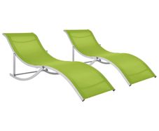 Folding Sun Loungers 2 pcs Green Textilene