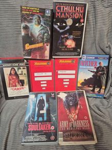 Vintage Horror & Cult VHS Mega Job Lot x8 - Original 80s/90s Ex-Rentals (Carrie, Army of Darkness, Candyman)