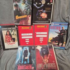 Vintage Horror & Cult VHS Mega Job Lot x8 - Original 80s/90s Ex-Rentals (Carrie, Army of Darkness, Candyman)