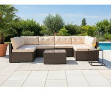 MIAMI Luxury Rattan Garden Corner Sofa Set with Table Outdoor Patio Furniture