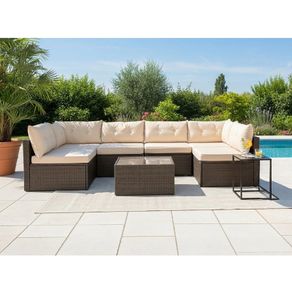 MIAMI Luxury Rattan Garden Corner Sofa Set with Table Outdoor Patio Furniture