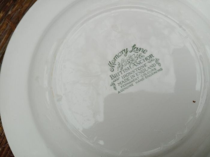 Green plates,  British Anchor, green transferware, green delph