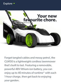 Electric Lawnmower with rechargeable battery