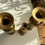 x2 Vintage Solid Brass Vases and candle holder Image 5