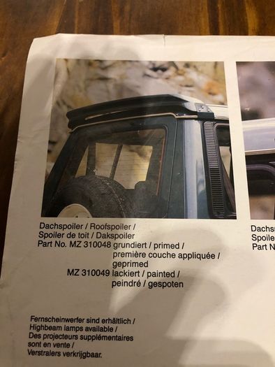 Mitsubishi Pajero Shogun MK1 Extras Sheet