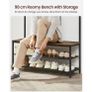 Coat Rack with Hooks, Clothes Rack with Mirror, Shoe Bench and Shelves, 36 x 98 x 185 cm, for Hallway, Bedroom, Living Room, Vintage Brown/Black Image 4