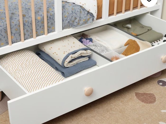 IKEA MYLLRA Cot with large drawer in white - Excellent Condition