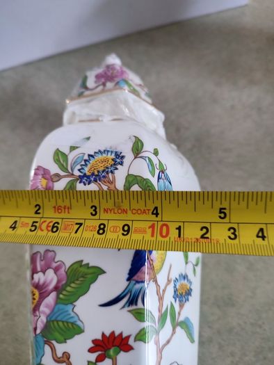 Rare find  Price 25.00 e Vintage Aynsley Pembroke Hexagonal Ginger Jar Birds Floral Gold Trim Made In England Collectible Home Decor Gold Trim Jar w Lid