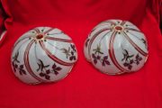 Retro glass lampshades decorated with an iris flower motif