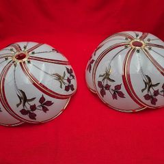 Retro glass lampshades decorated with an iris flower motif